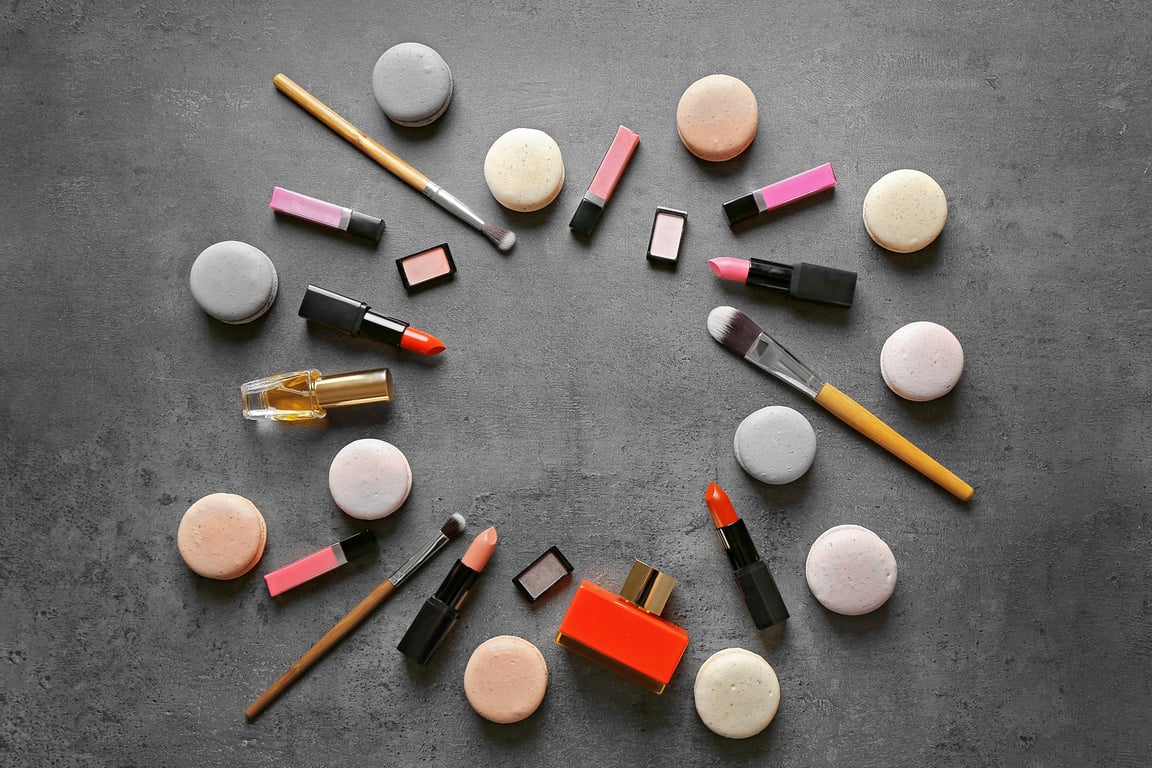 Makeup Cosmetics with Macarons