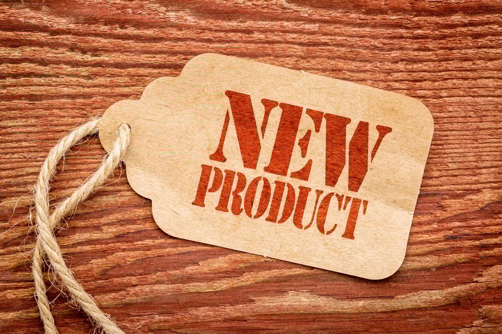 new product sign  on a price tag